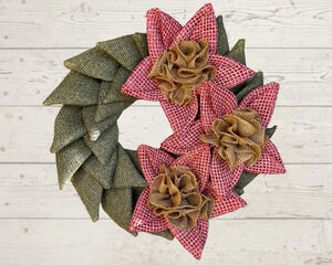 Spring Flower Porch Decor, Large Everyday Wreath, Burlap Flower Wreath, Housewar